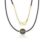 22 Karat Gold Carved Tahitian Pearl Necklace