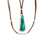22 Karat Gold Claws Silver Framed Malachite Necklace
