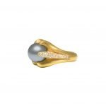 22 Karat Gold Gray Tahitian Pearl & Diamond Claw Ring