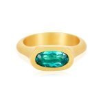 22 Karat Gold Solitaire Oval Paraiba Apatite Ring