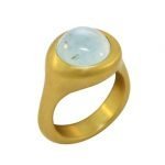 22 Karat Gold Round Aquamarine Ring