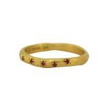 22 Karat Gold Ruby Wave Band, 2mm