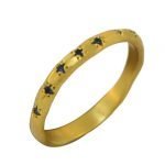 22 Karat Gold Blue Sapphire Wave Band, 2mm