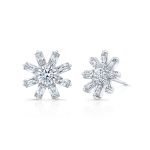 18 Karat White Gold Diamond Sunflower Earrings