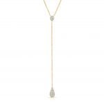 18 Karat Yellow Gold Diamond Drop Necklace