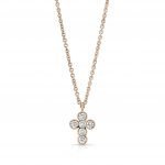 18 Karat Rose Gold Diamond Cross Necklace