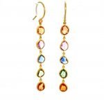 22 Karat Gold Multi-Color Sapphire Drop Earrings