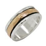 14 Karat Gold and Sterling Silver Canal Spinner Ring