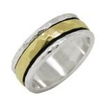 14 Karat Gold and Sterling Silver Canal Spinner Ring