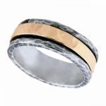 14 Karat Gold Antiqued Sterling Silver Canal Spinner Ring