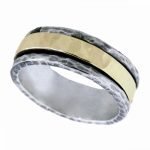 14 Karat Gold Antiqued Sterling Silver Canal Spinner Ring