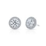 Platinum Halo Diamond Earrings