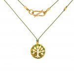 22 Karat Gold Emerald Tree of Life Charm Necklace