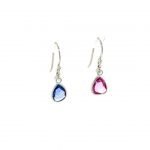Platinum Wrapped Miss-Matched Pink & Blue Sapphire Diamond Earrings