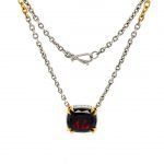 22 Karat Gold Prongs Platinum Bezel Garnet and Diamonds Necklace