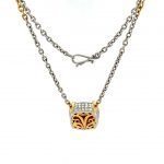 22 Karat Gold Prongs Platinum Bezel Garnet and Diamonds Necklace