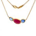 22 Karat Gold Wrapped Sapphire and Ruby Necklace