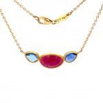 22 Karat Gold Wrapped Sapphire and Ruby Necklace