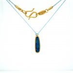 22 Karat Gold Framed Blue Opal On Silk