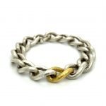 22 Karat Gold and Silver Twisted Links Bracelet