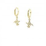 14 Karat Gold Hummingbird Hinged Hoop Earrings