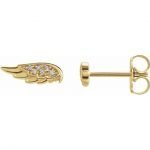14 Karat Gold Diamond Angel Wing Earrings