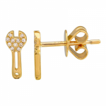 14 Karat Gold Wrench Diamond Earrings
