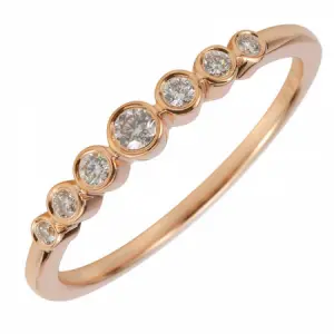 14K Rose Gold Hammered Sparkling Diamond Ring