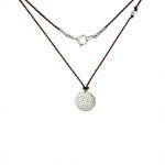 Platinum Aquarius Zodiac Charm On Brown Silk