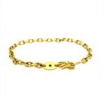 22 Karat Gold Elongated Links and Sapphire Charm Bracelet