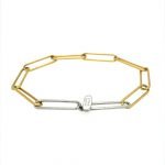 22 Karat Gold and Platinum Paper Clip Links Bracelet