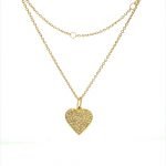 14 Karat Gold Micro Pave Heart Charm Necklace