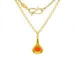 22 Karat Gold Oval Carnelian Necklace