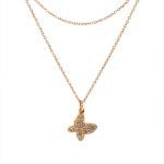 14 Karat Gold Micro Pave Butterfly Charm Necklace