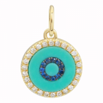 14 Karat Yellow Gold Hamsa Gemstone Charm