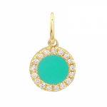 14 Karat Yellow Gold Turquoise Diamond Charm