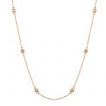 14 Karat Rose Gold Station Diamonds Necklace