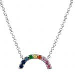 14 Karat White Gold Sapphire Rainbow Necklace