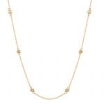 14 Karat Yellow Gold Station Diamonds Necklace