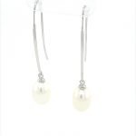 18 Karat White Gold Fresh Water Pearl Earrings