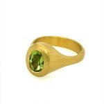 22 Karat Gold Oval Peridot Pave Diamond Tsavorite Cocktail Ring
