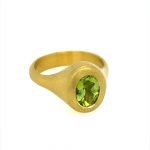 22 Karat Gold Oval Peridot Pave Diamond Tsavorite Cocktail Ring