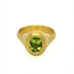 22 Karat Gold Oval Peridot Pave Diamond Tsavorite Cocktail Ring