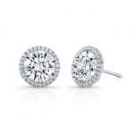 18 Karat White Gold Halo Diamond Stud Earrings