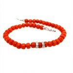 14 Karat White Gold Pave Diamond Coral Bracelet