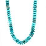 14 Karat White Gold & Diamonds Turquoise Necklace