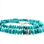 14 Karat White Gold & Diamonds Turquoise Necklace