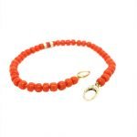 14 Karat Yellow Gold Pave Diamond Coral Bracelet