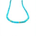 22 Karat Gold 4mm Beads Turquoise Necklace
