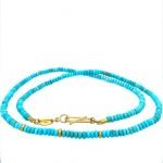 22 Karat Gold 4mm Beads Turquoise Necklace
